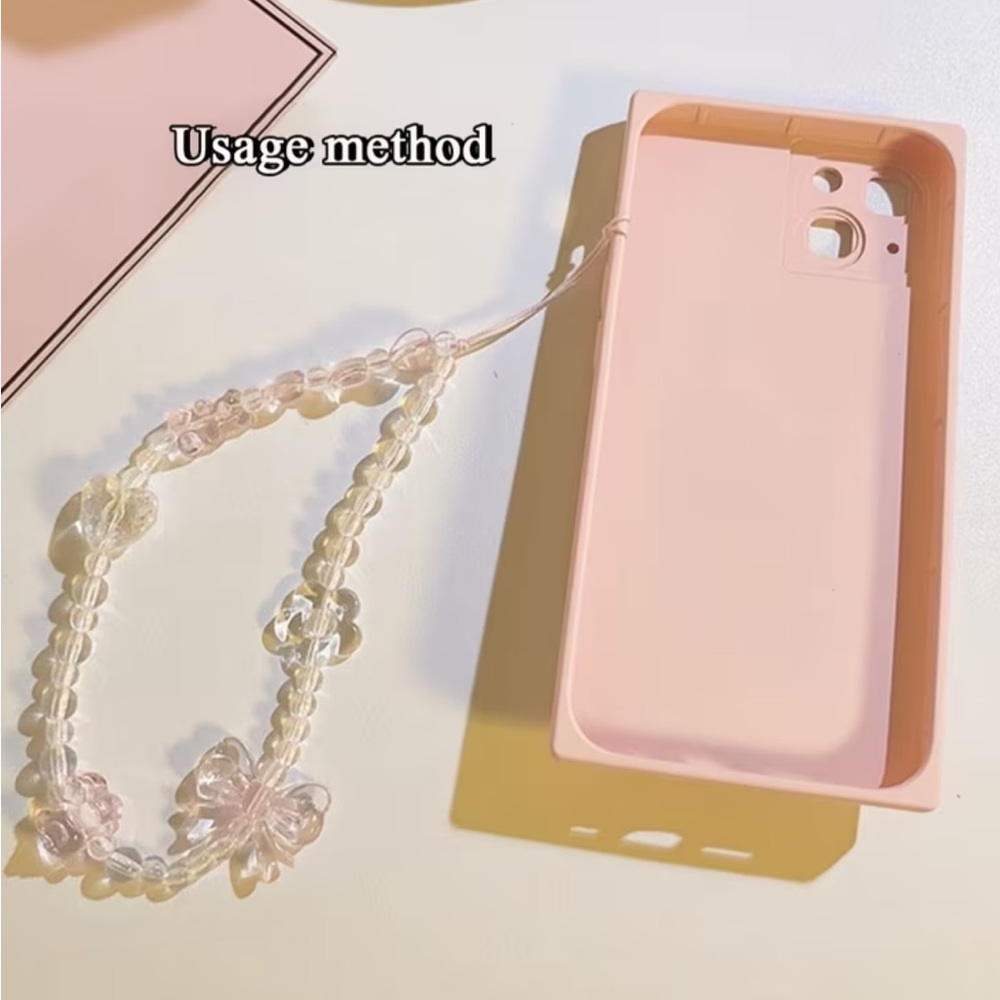 Elegant Pink Phone Case with Beaded Strap